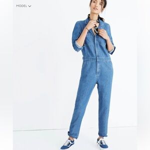 Madewell Denim Coverall Jumpsuit Women's Blue Denim linen cotton XS